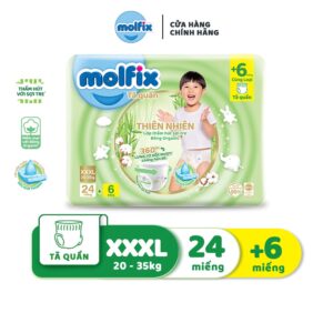 Tã/bỉm quần Molfix size XXXL (20kg 35kg) Gói 24+6 miếng Molfix