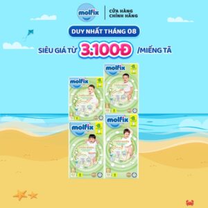 Tã quần thiên nhiên Molfix Size M76/L68/XL62/XXL56 Molfix
