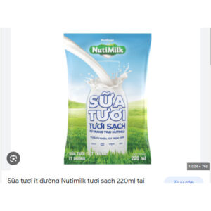 Thùng 48 Bịch Nutimilk Sữa Tươi Tiệt Trùng Ít Đường 220ml ( mẫu mới 100 điểm)