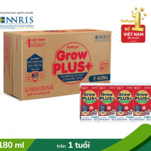 Thùng 48 Hộp 180ml Sữa Bột Pha Sẵn Nutifood GrowPLUS + đỏ Ít Đường
